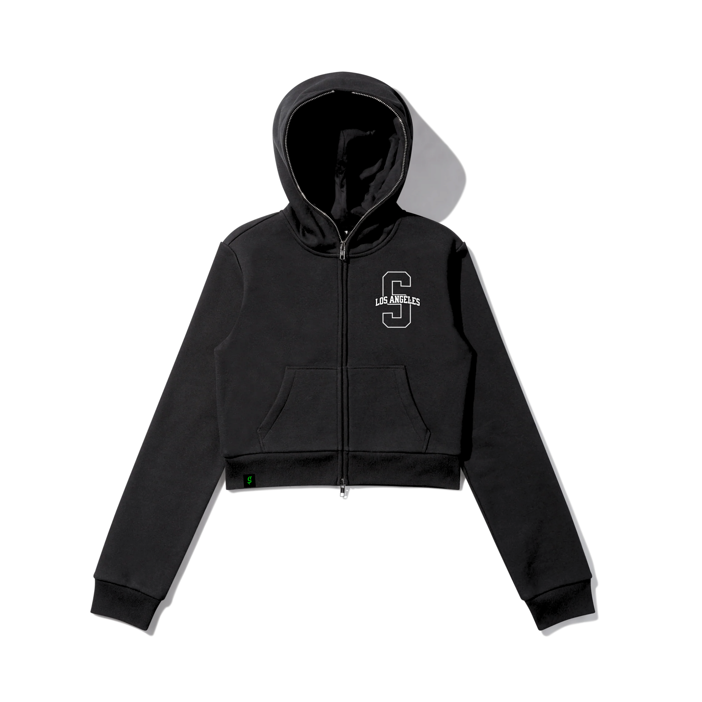 University Full Zip Crop Hoodie