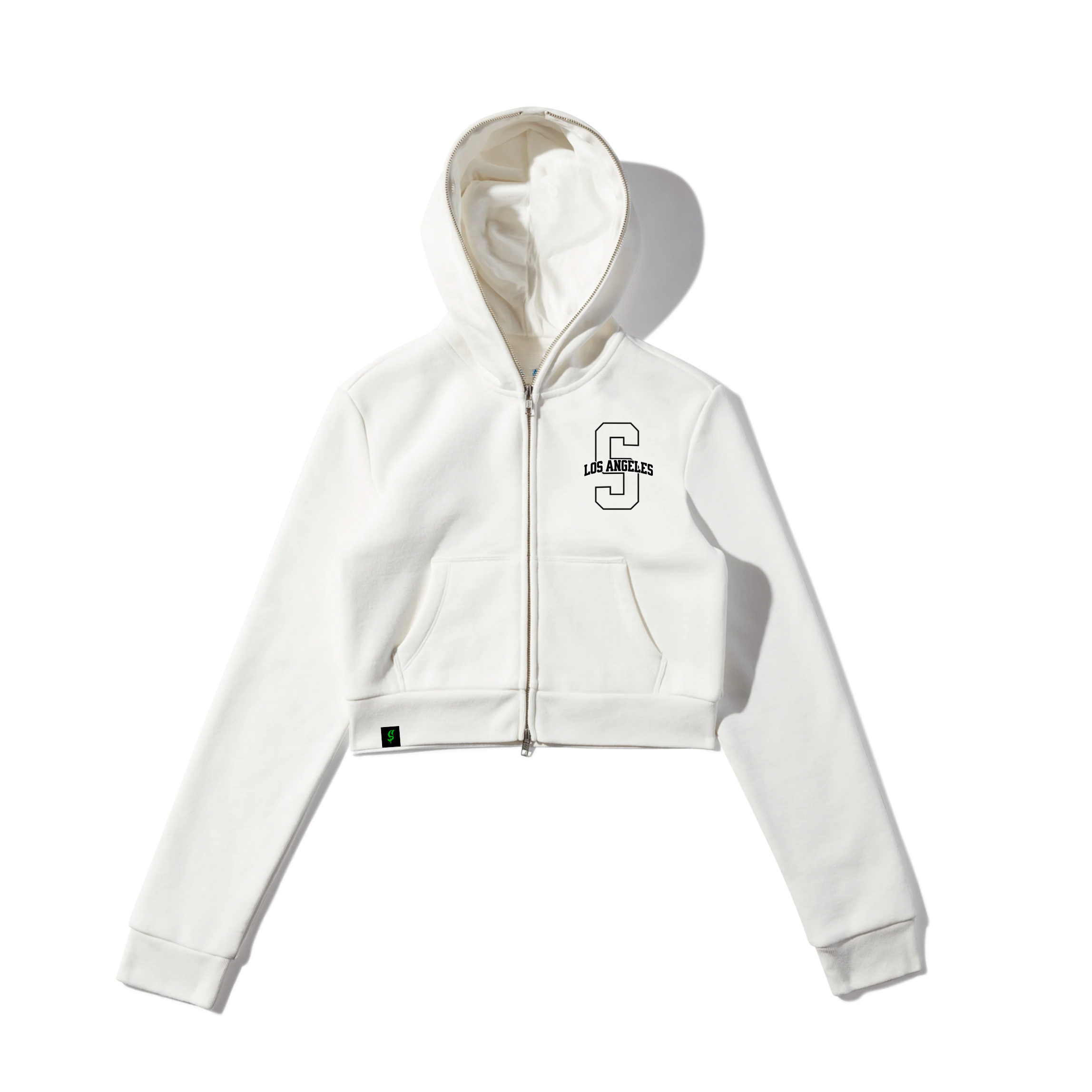 University Full Zip Crop Hoodie