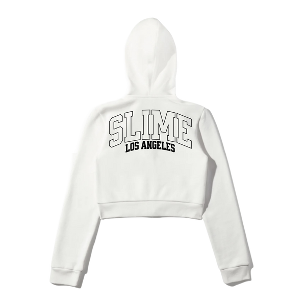 University Full Zip Crop Hoodie